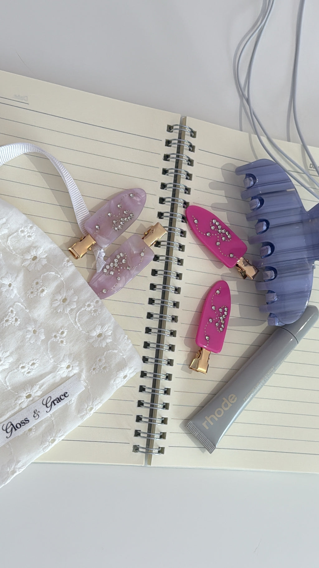Glossy Ribbon Pens Toka Set (Pembe)