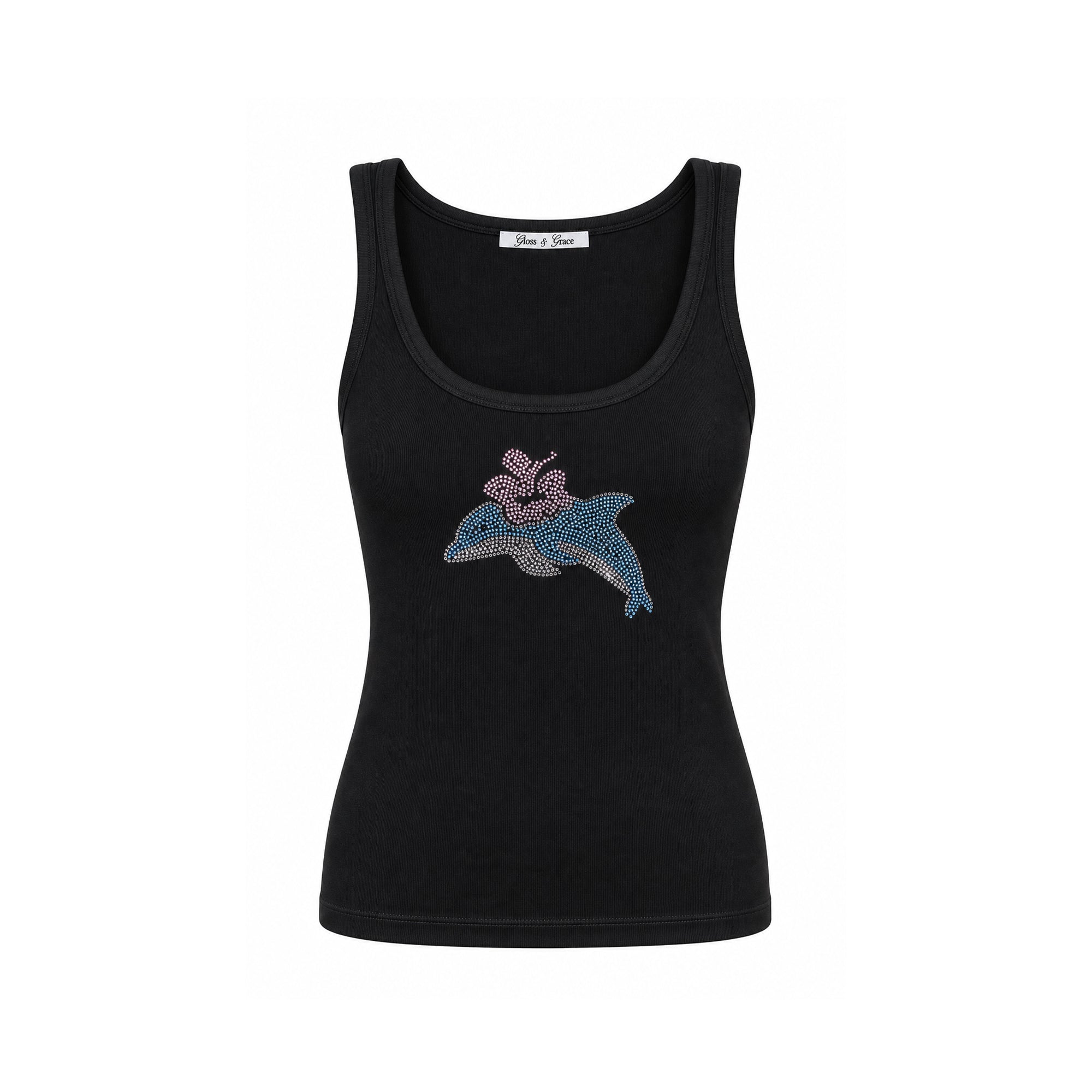 Dolphin Taşlı Siyah Atlet
