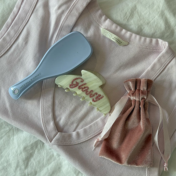 Glossy Taşlı Asetat Toka